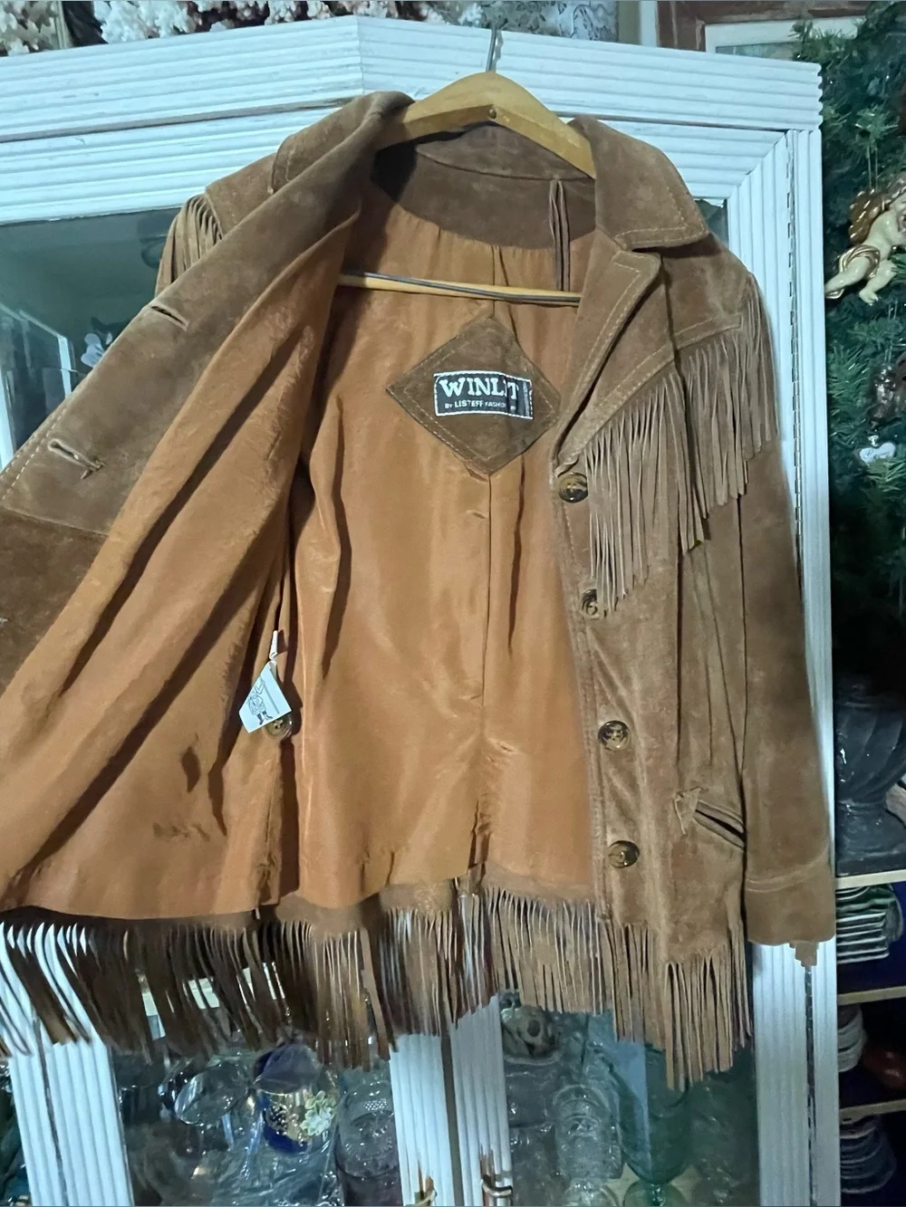 Winlit vintage 1960’s brown fringe suede leather jacket M - Picture 8 of 15